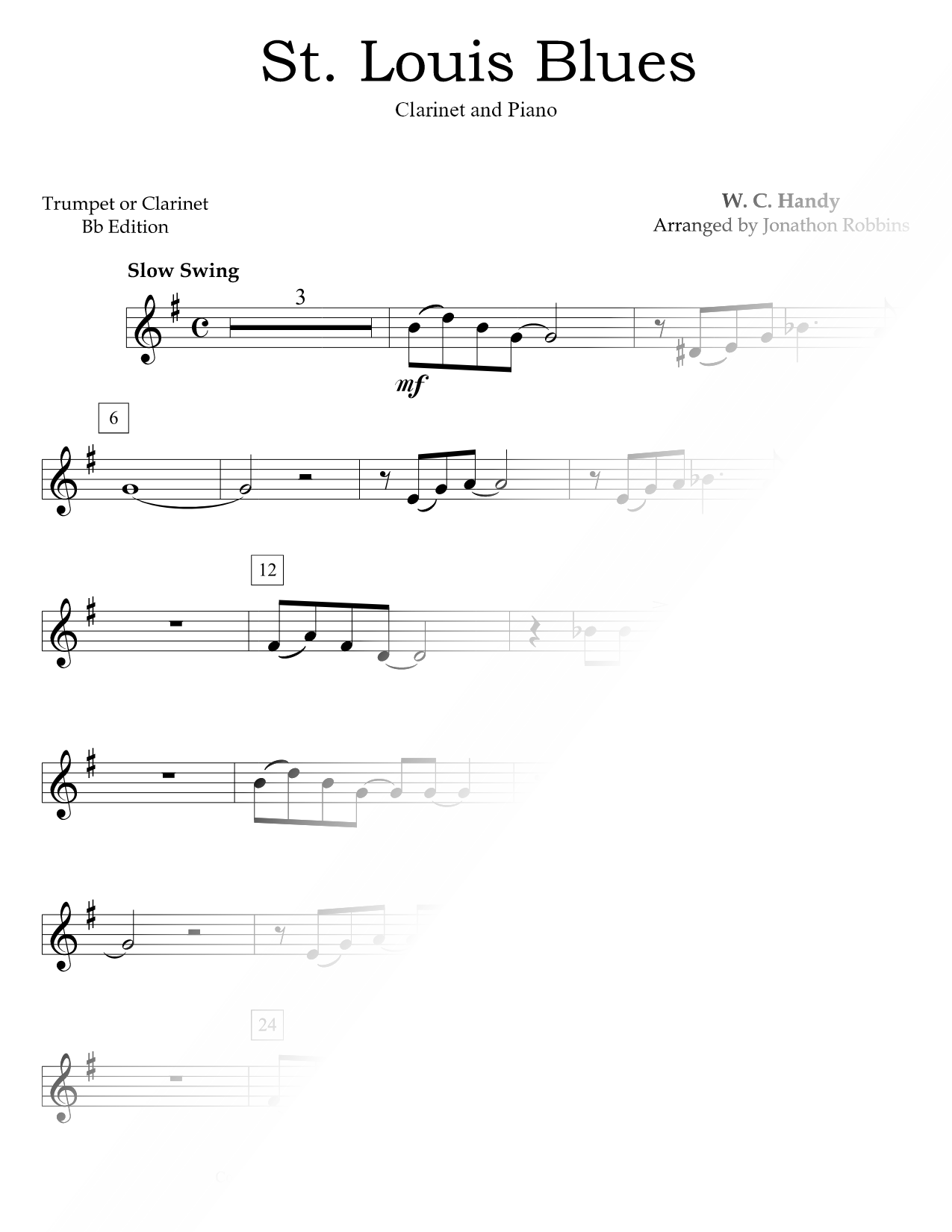 St. Louis Blues - Clarinet & Piano