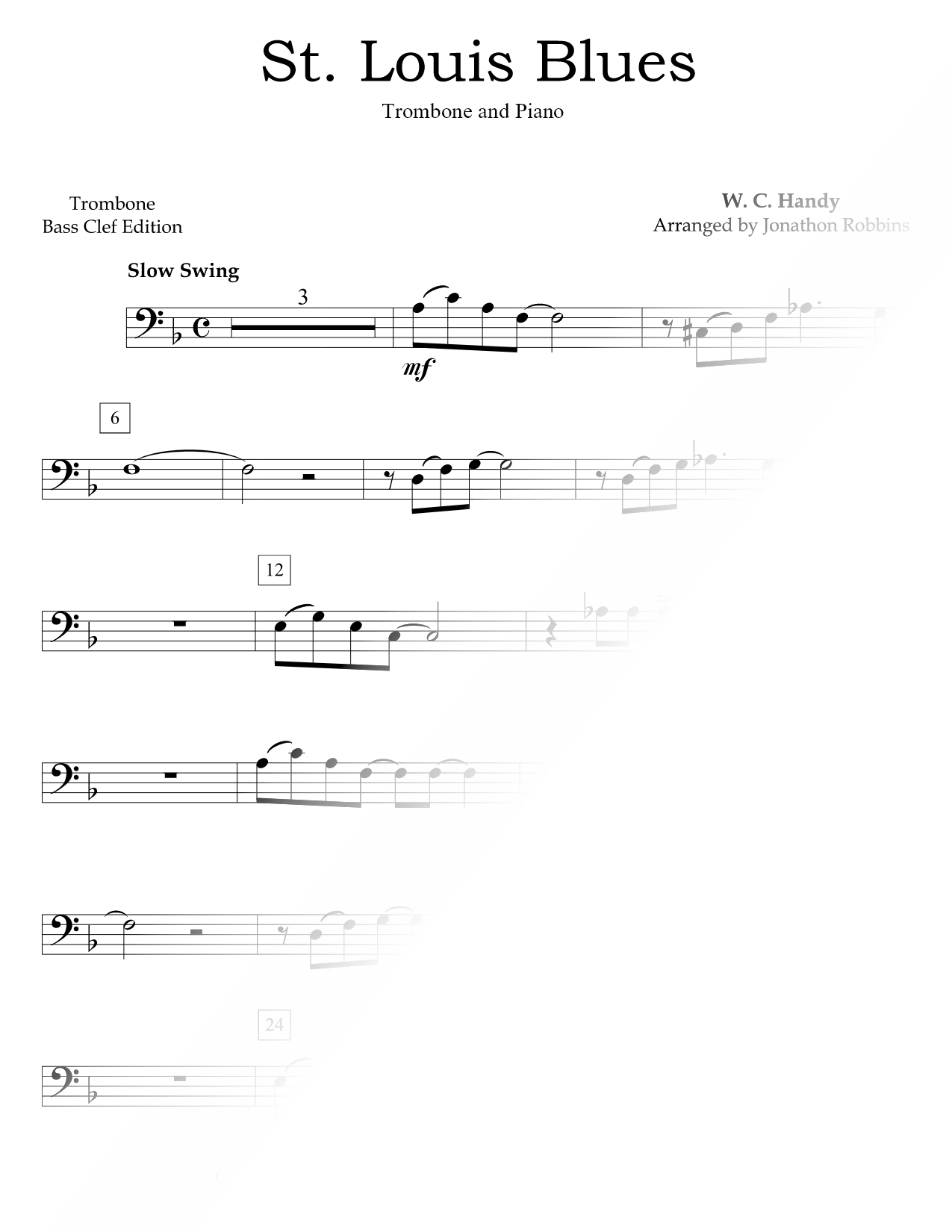St. Louis Blues - Trombone & Piano