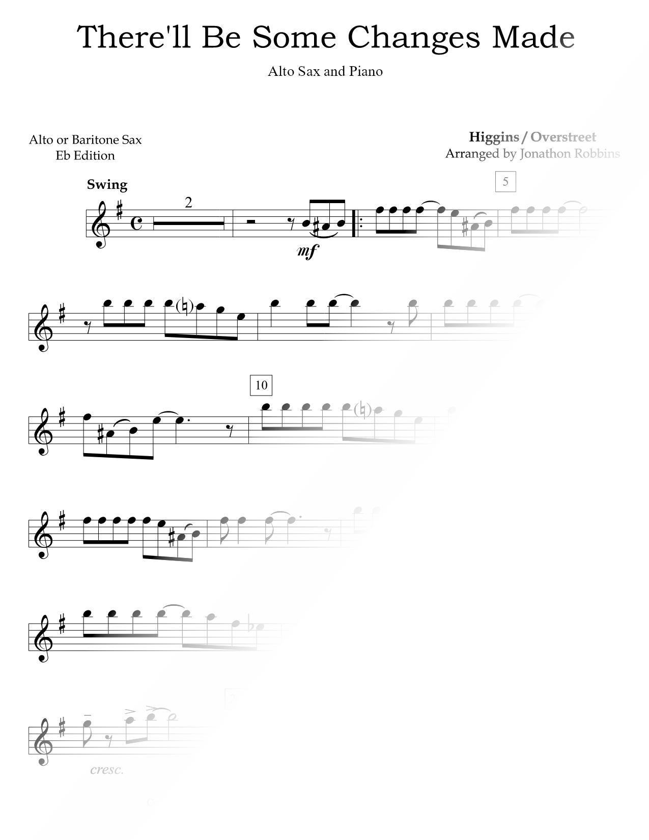 There'll Be Some Changes Made - Alto Saxophone & Piano