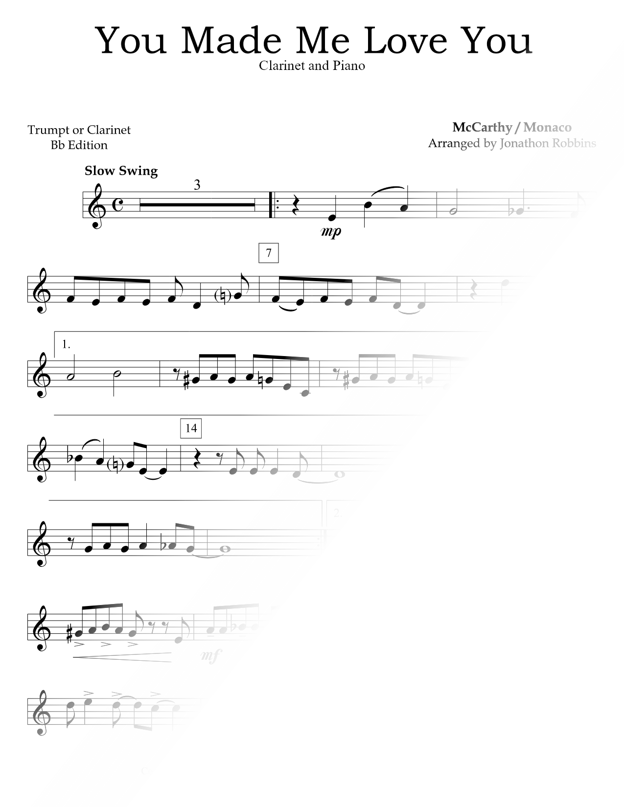 You Made Me Love You - Clarinet & Piano
