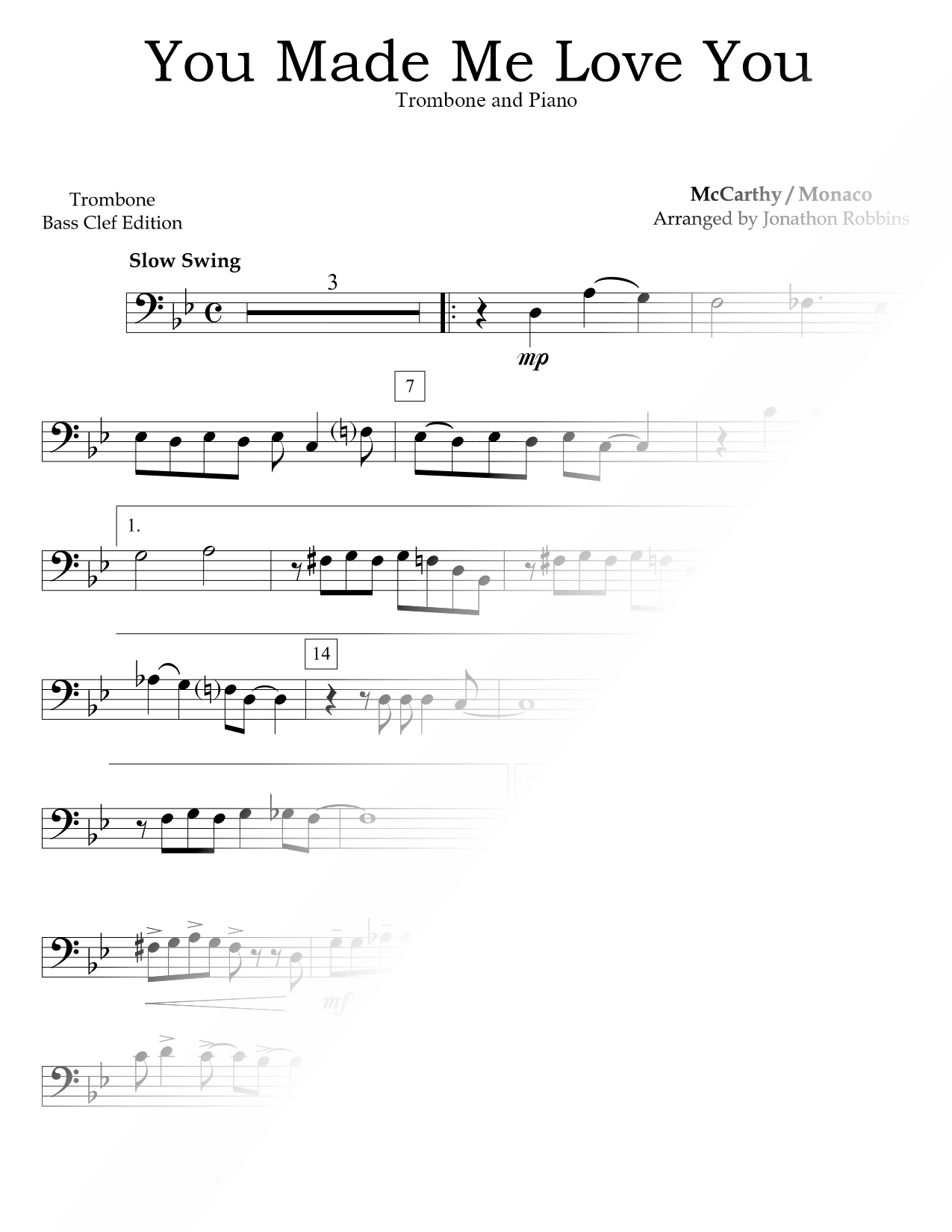 You Made Me Love You - Trombone & Piano