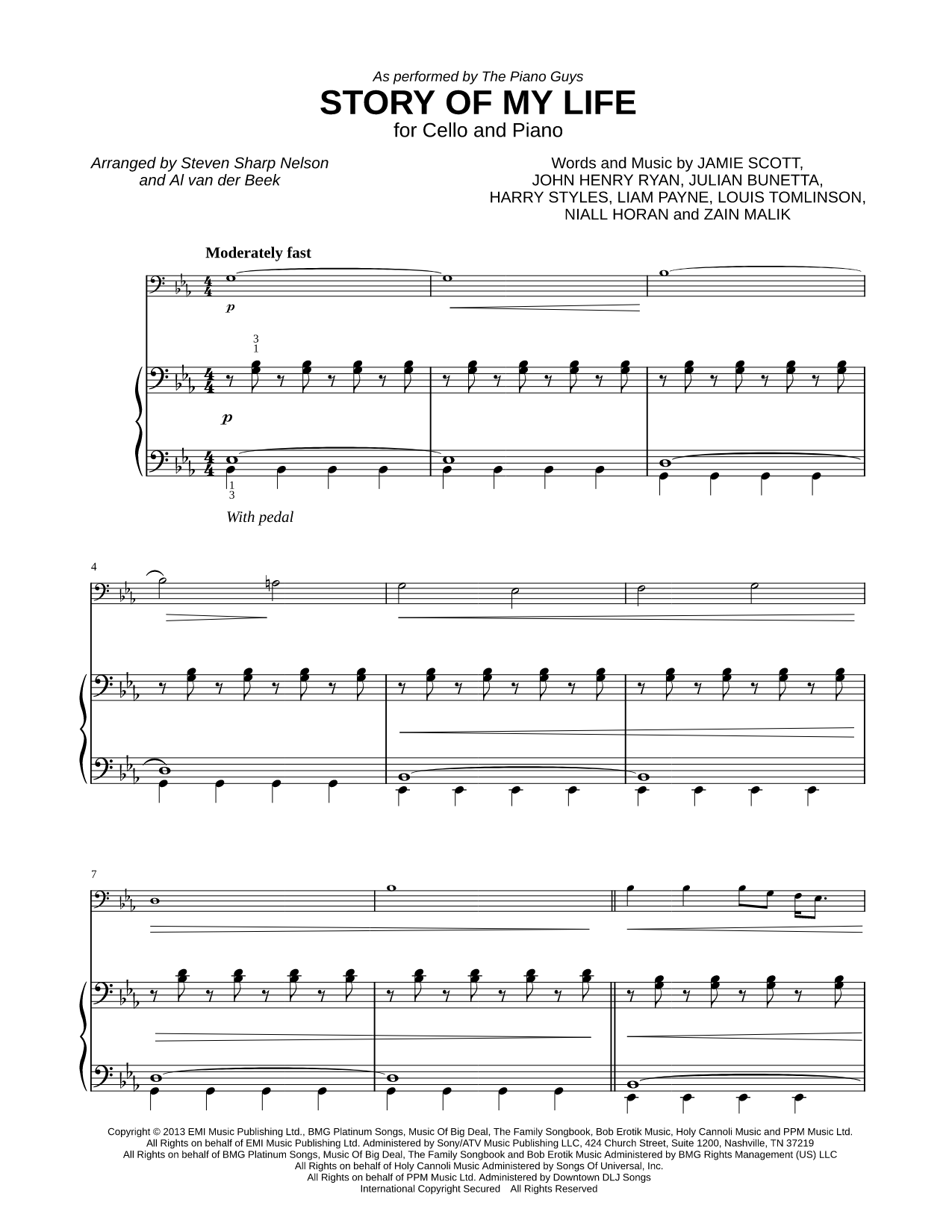 Story of My Life - Cello & Piano [easy]