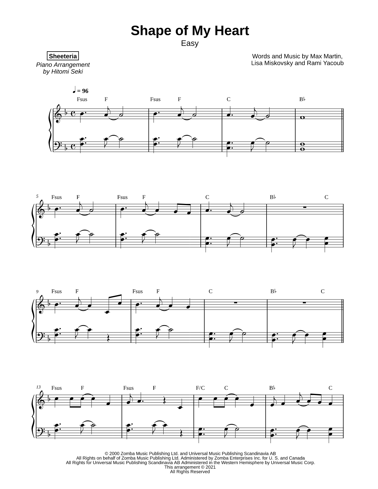 Shape of My Heart [easy]