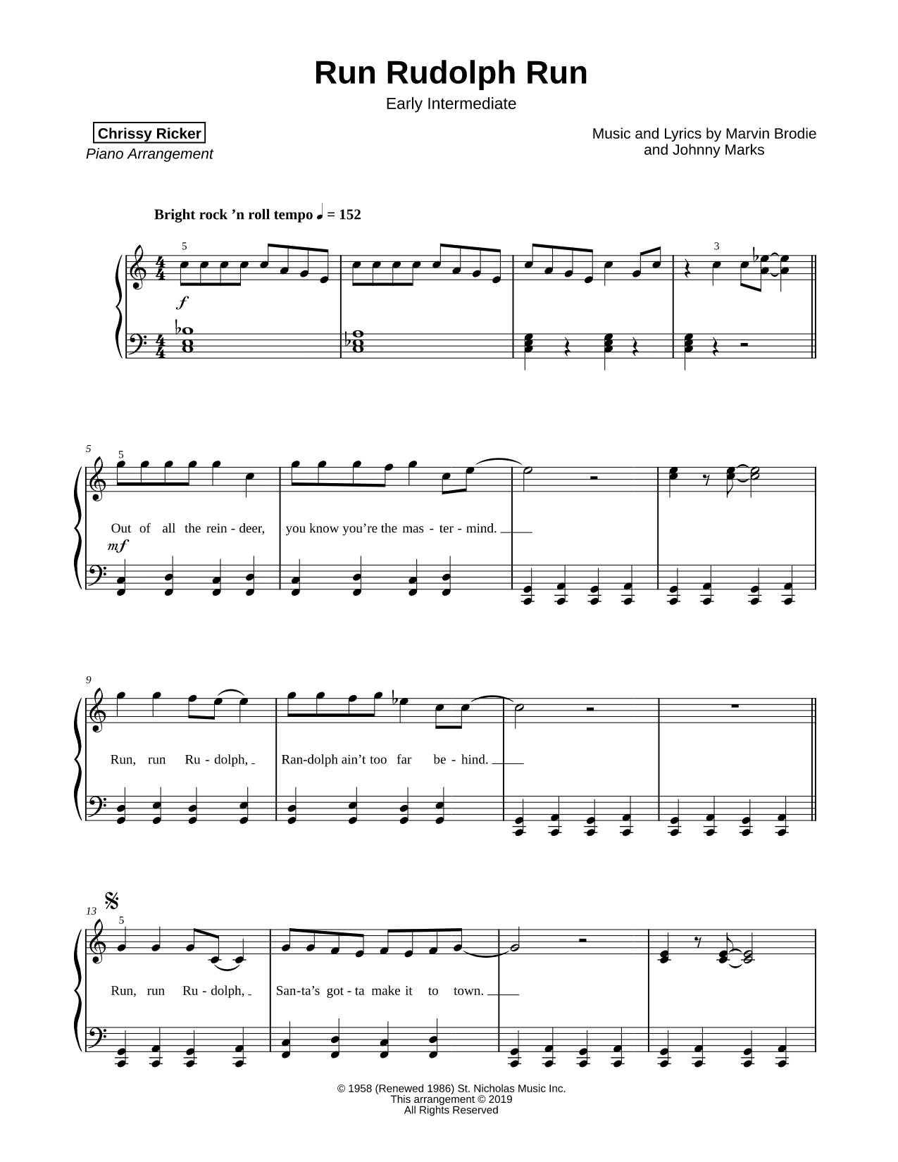 Run Rudolph Run [early intermediate]