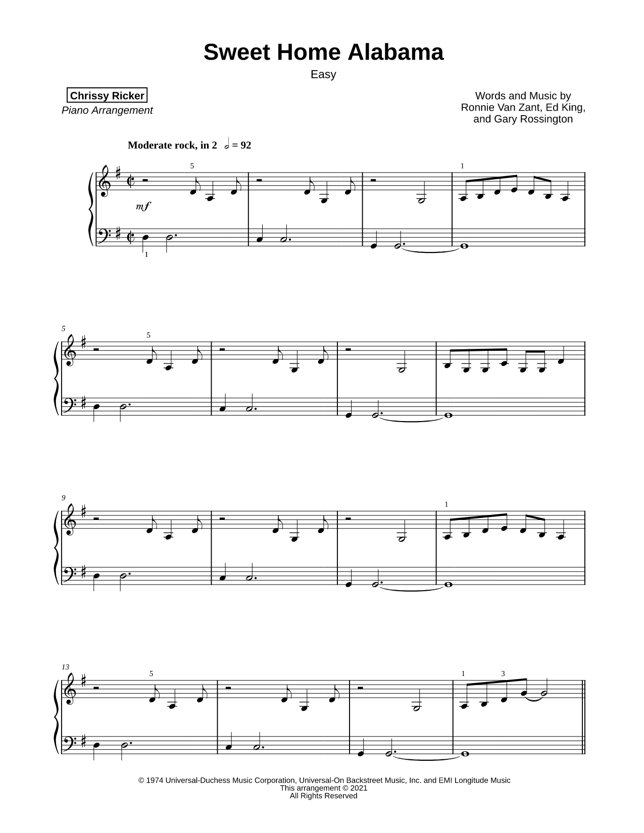 Sweet Home Alabama [easy]