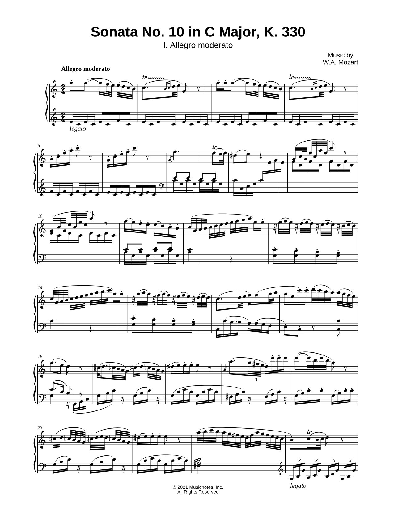 Piano Sonata No.10 in C Major - I. Allegro Moderato