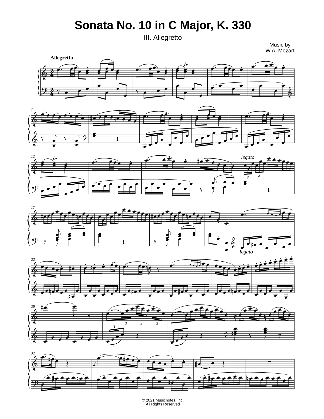 Piano Sonata No.10 in C Major - III. Allegretto