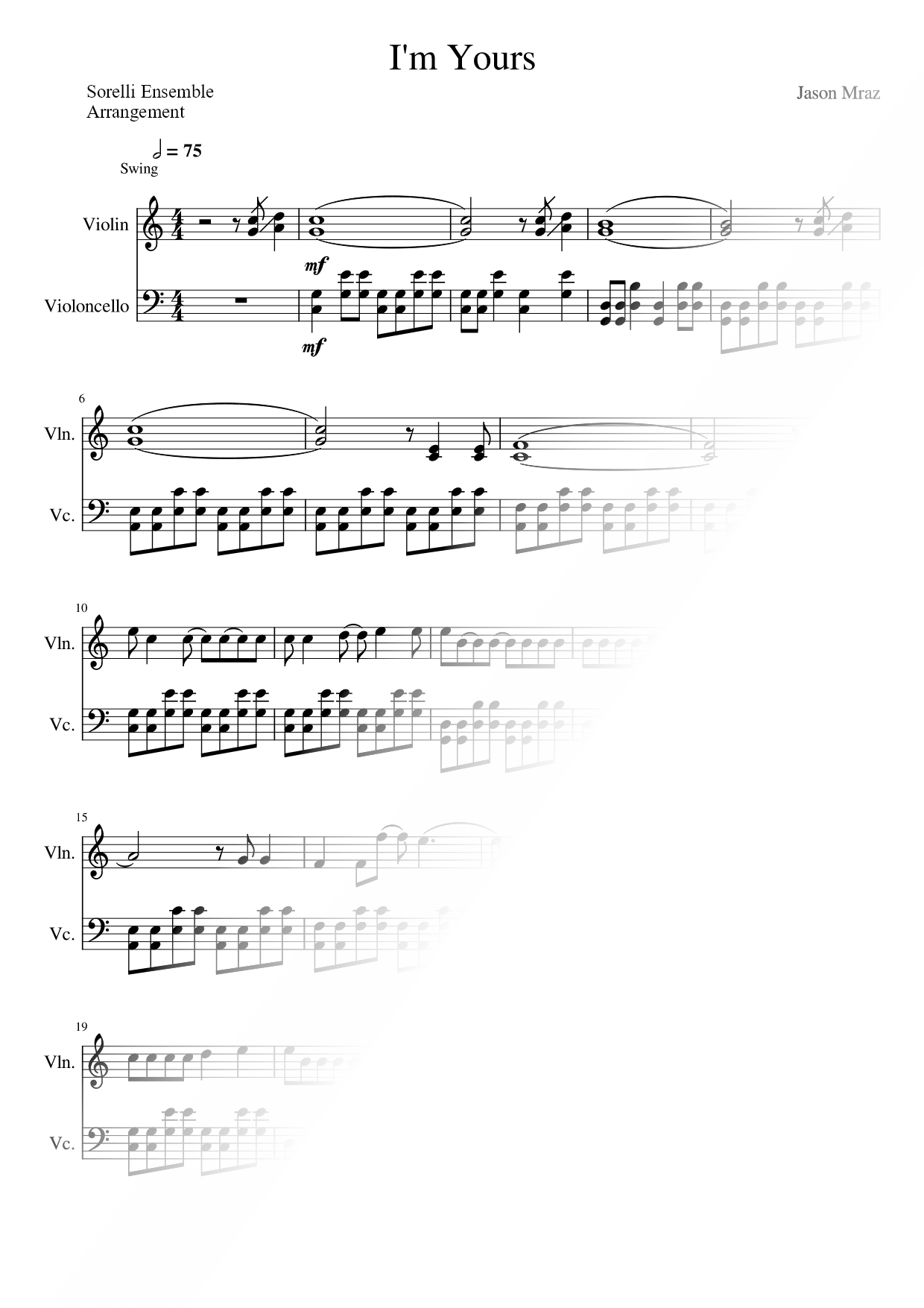 I'm Yours - Violin & Cello
