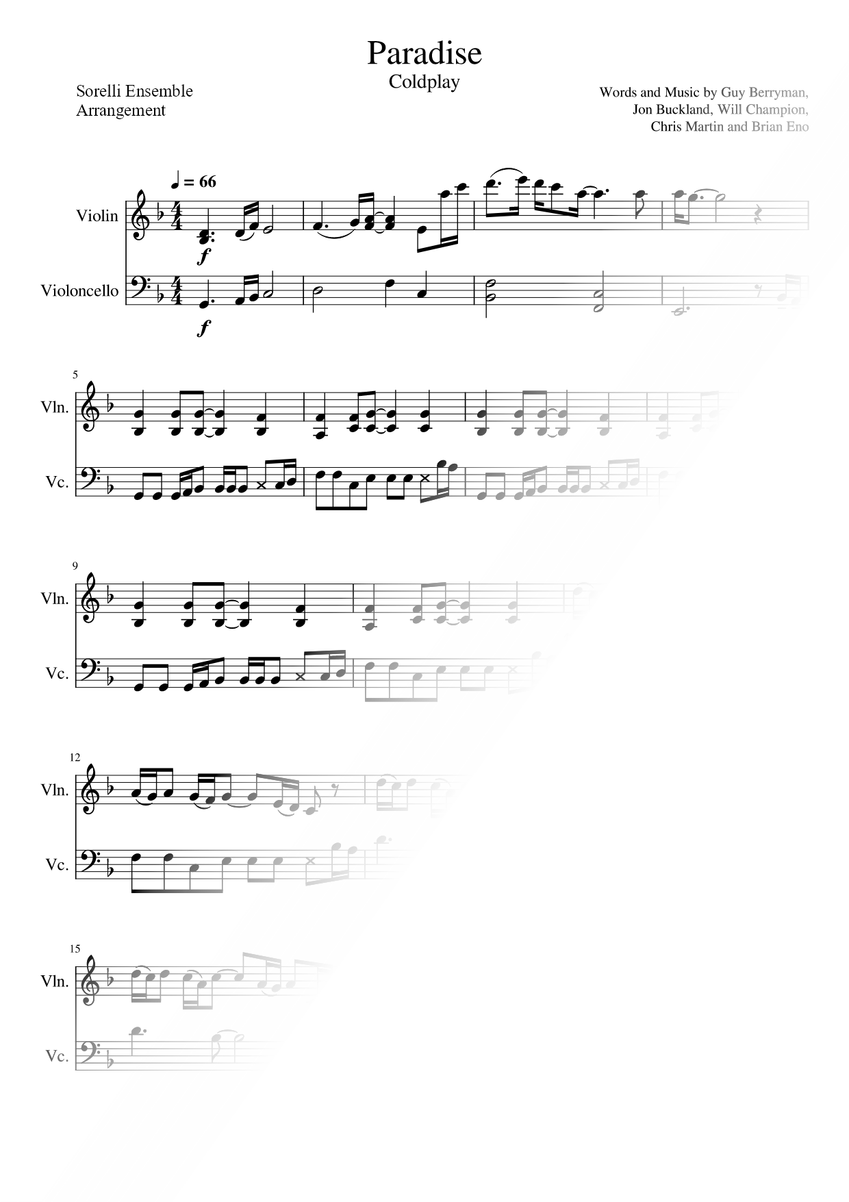 Paradise - Violin & Cello