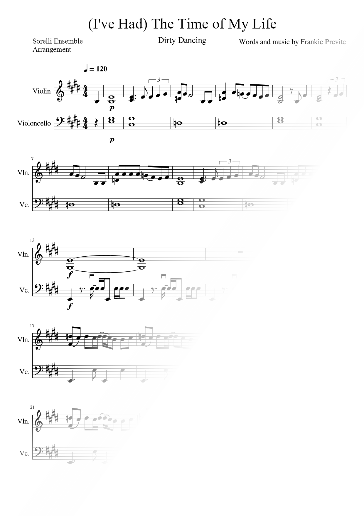 (I've Had) The Time of My Life - Violin & Cello