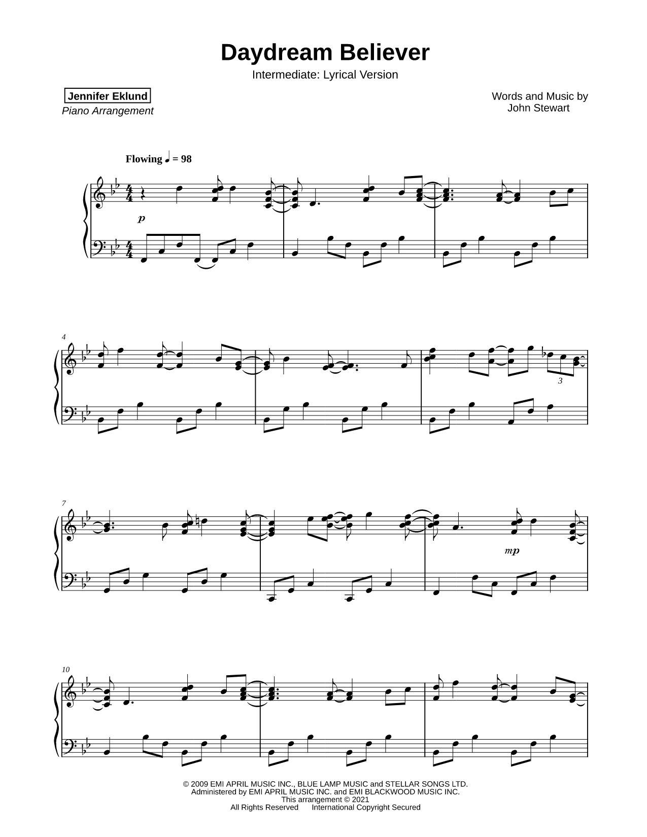 Daydream Believer [intermediate - lyrical]