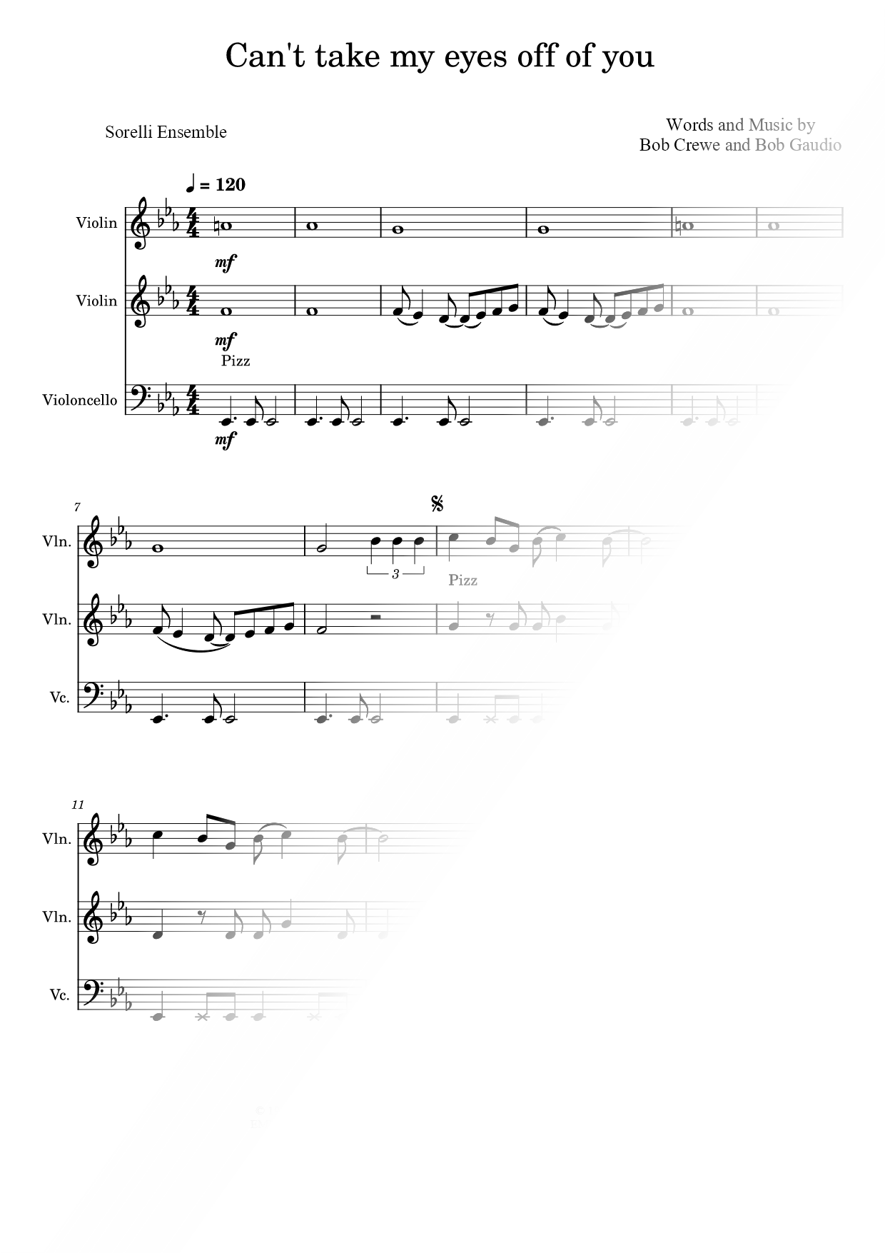 Can't Take My Eyes Off You - String Trio