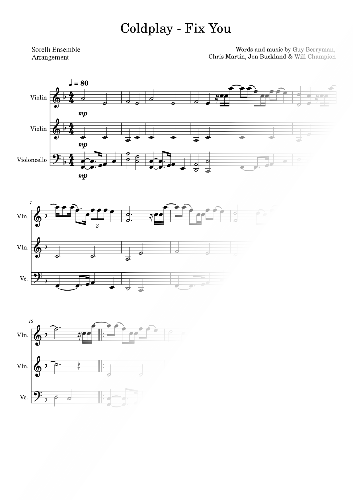 Fix You - String Trio