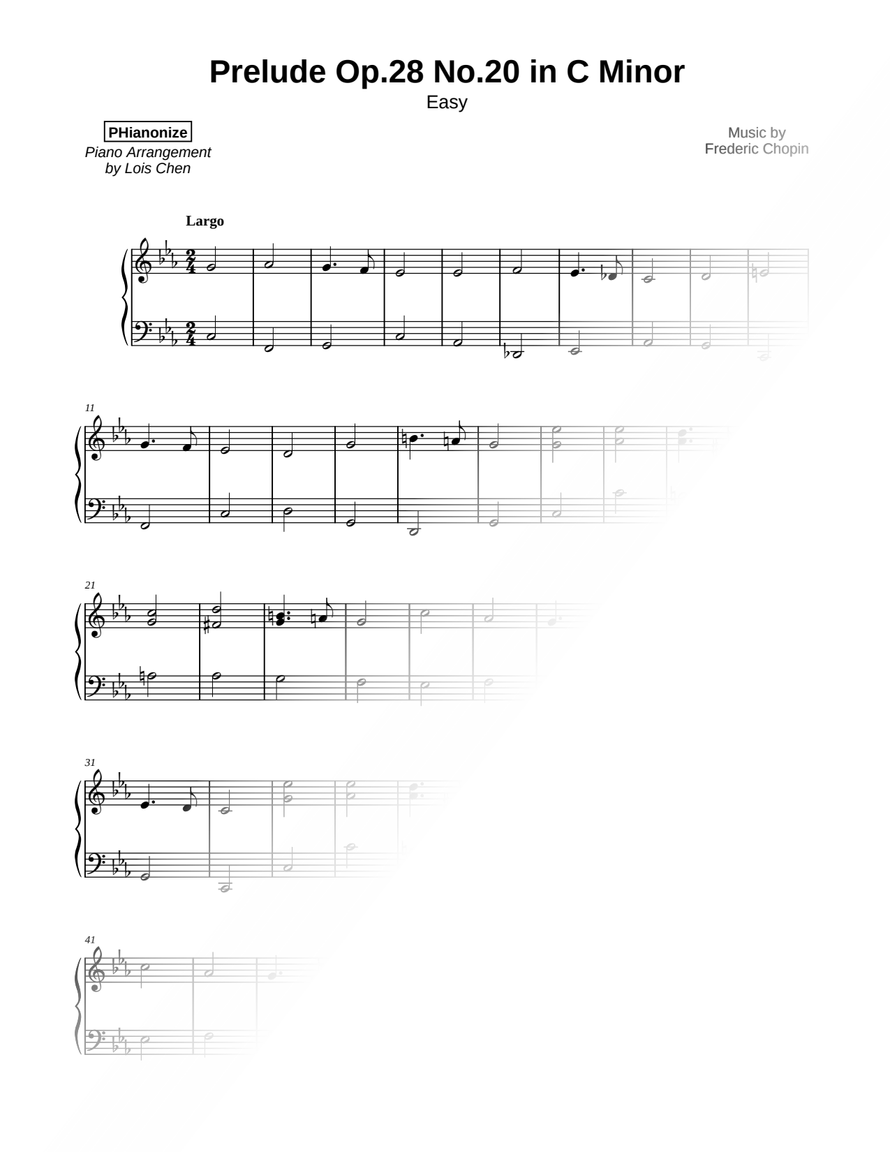Prelude Op. 28 No. 20 in C Minor [easy]