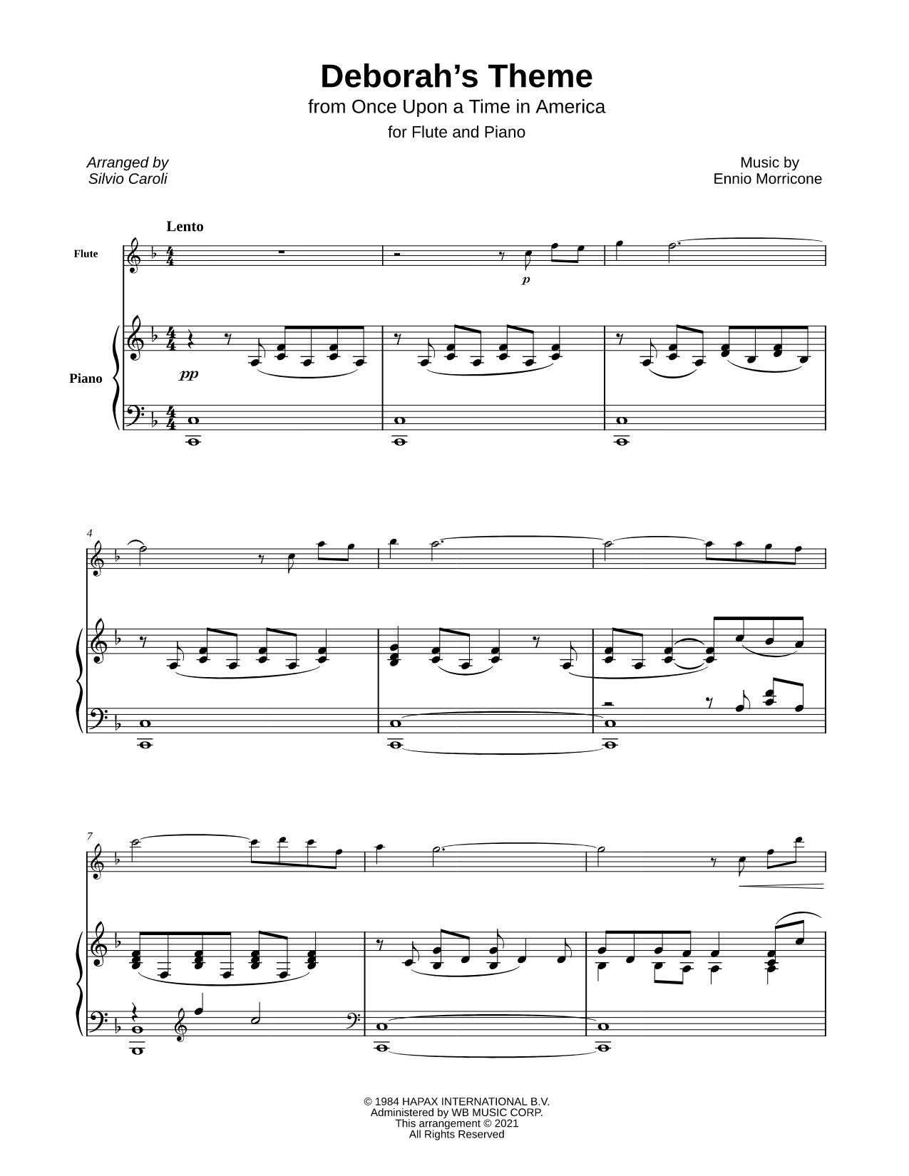 Deborah's Theme - Flute & Piano