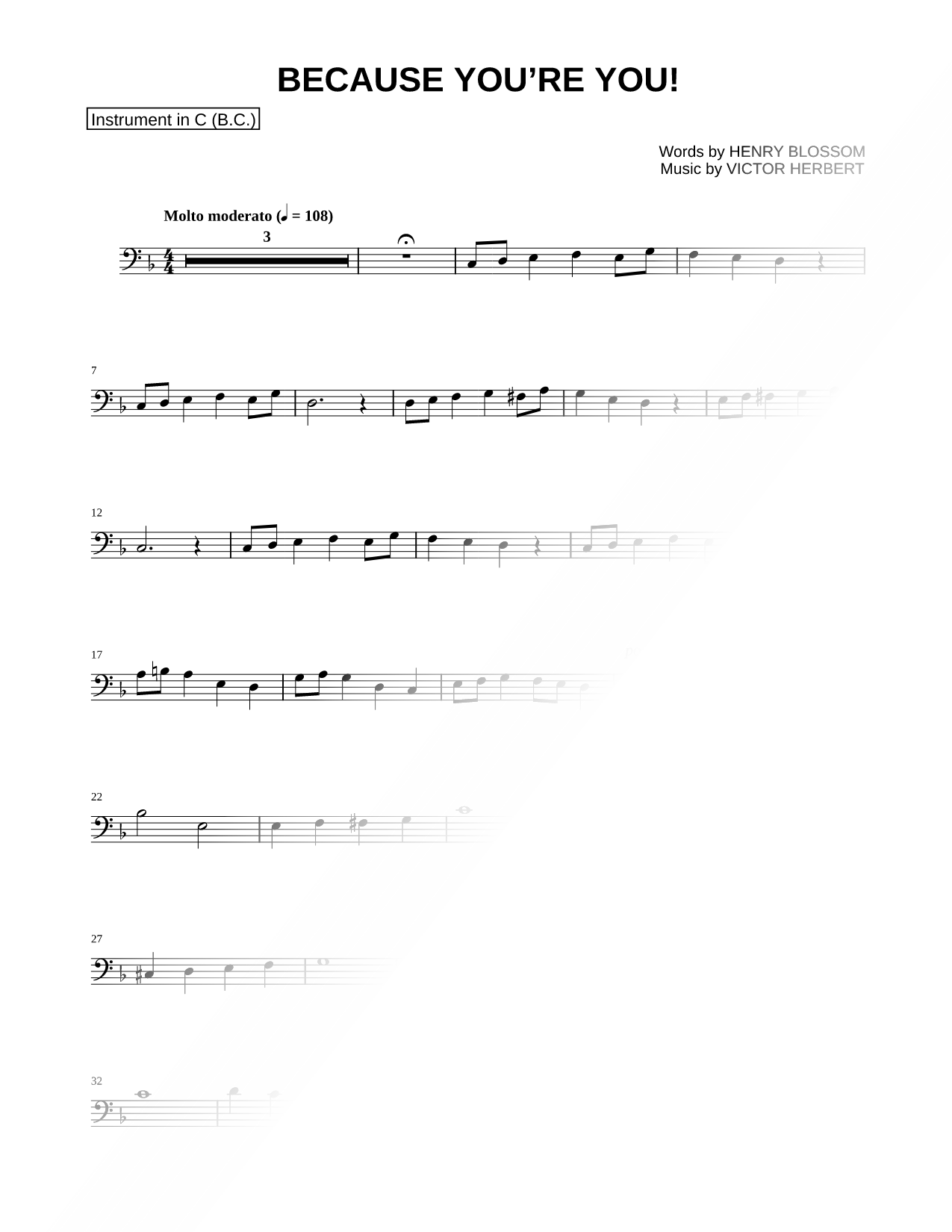 Because You're You - Bass Clef Instrument