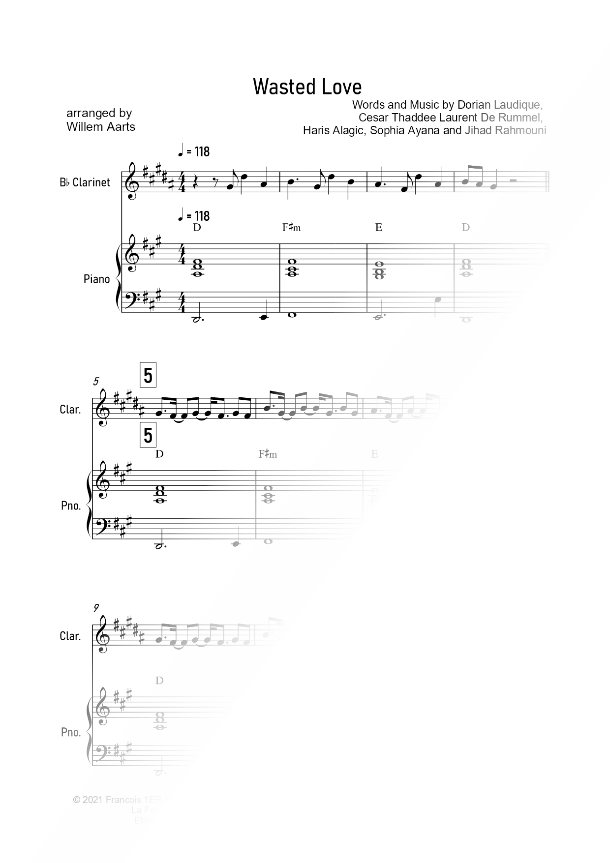 Wasted Love - Clarinet & Piano