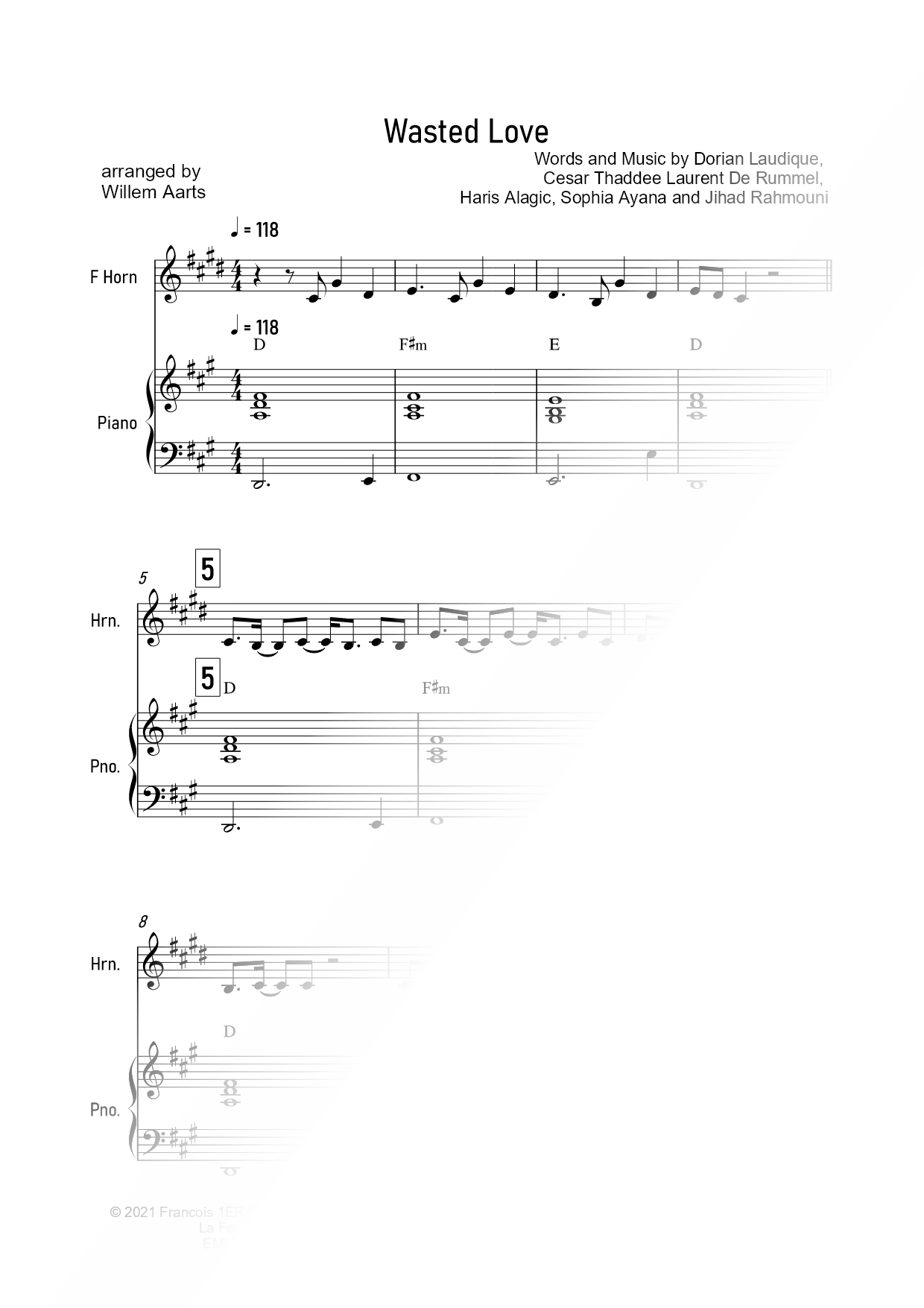 Wasted Love - French Horn & Piano