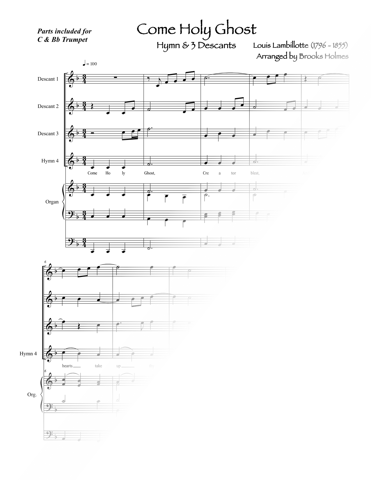 Come Holy Ghost - Trumpets & Organ