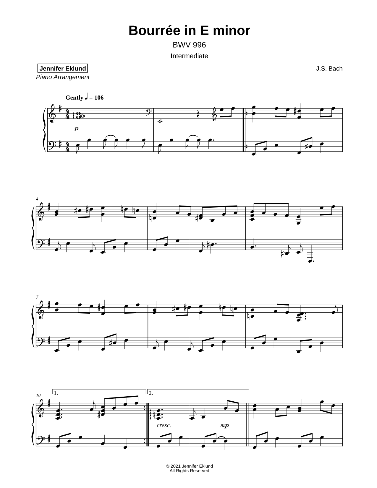 Bourrée in E Minor, BWV 996 [intermediate]