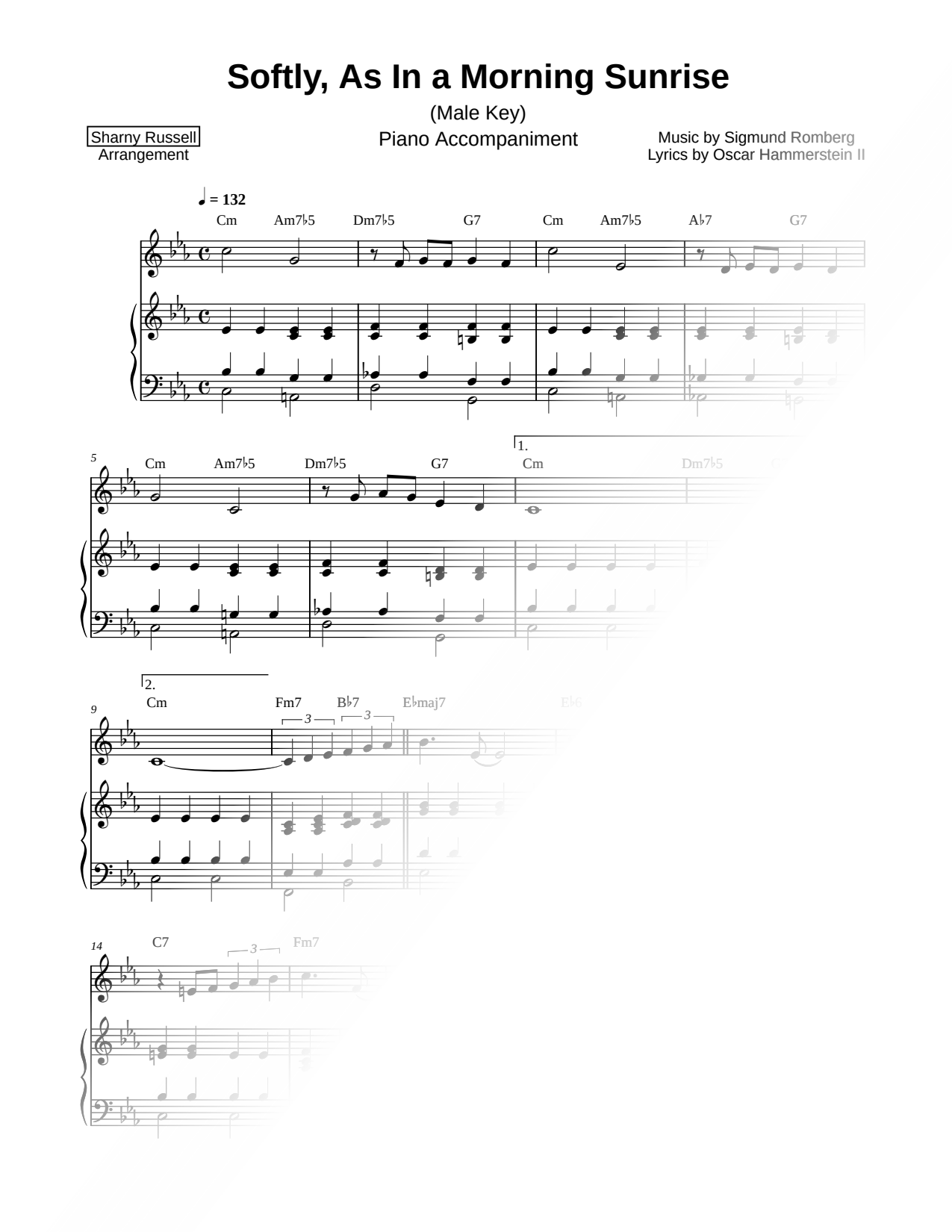 Softly, As in a Morning Sunrise [male key - piano accompaniment]