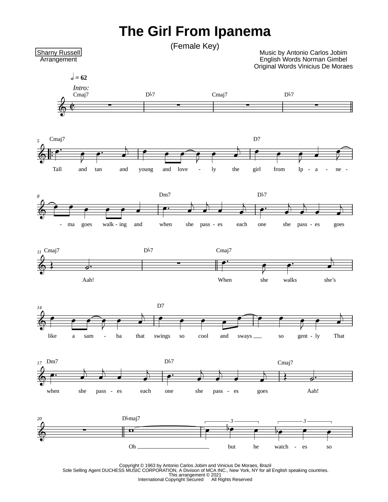 The Girl from Ipanema [female key]