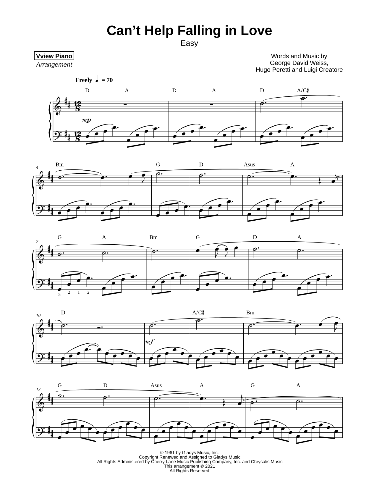 Can't Help Falling in Love [easy]