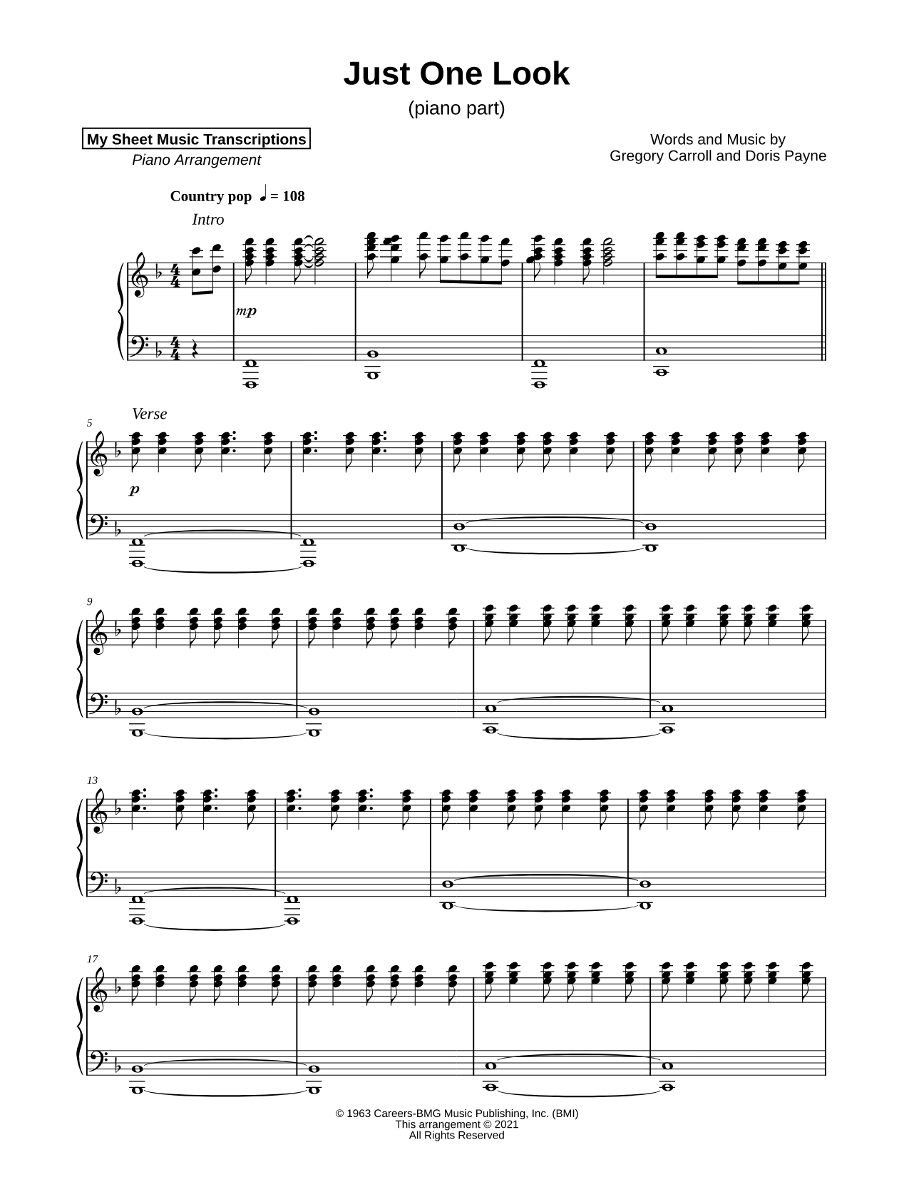 Just One Look [piano part]