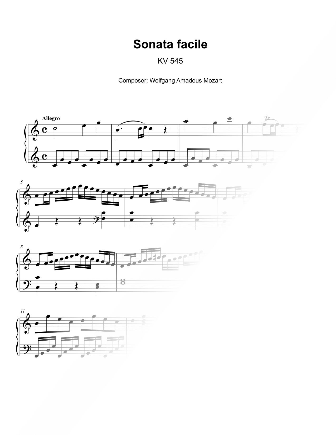 Piano Sonata in C Major, K. 545