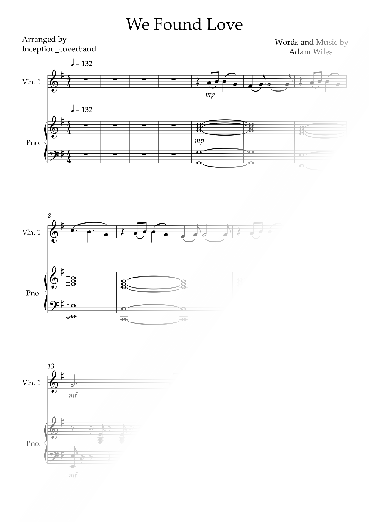 We Found Love - Violin & Piano