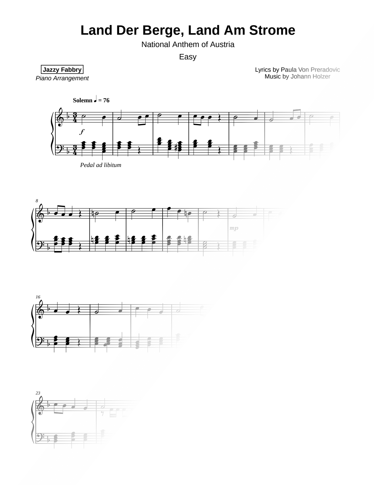 Land Der Berge, Land Am Strome [easy]