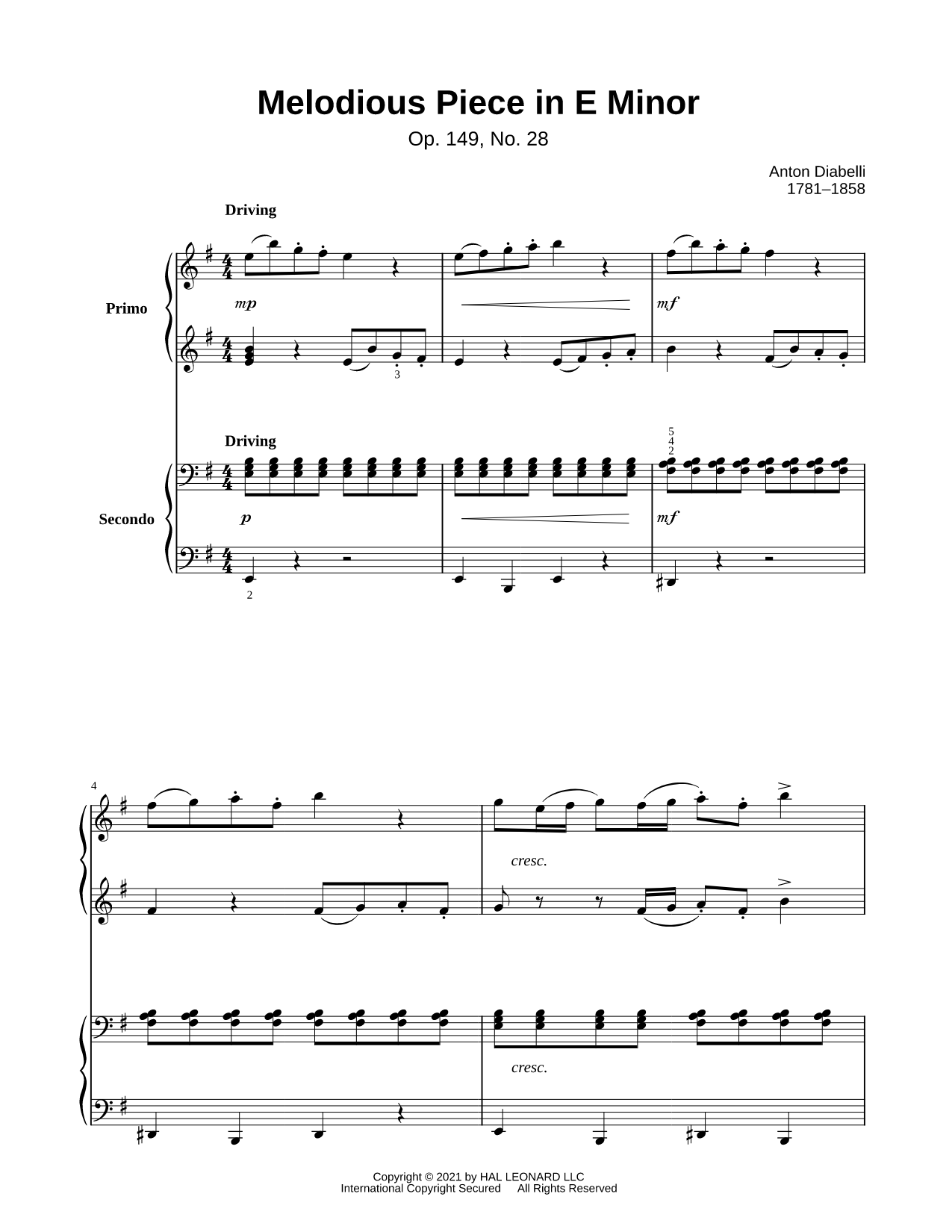 Melodious Piece in E Minor, Op. 149, No. 28