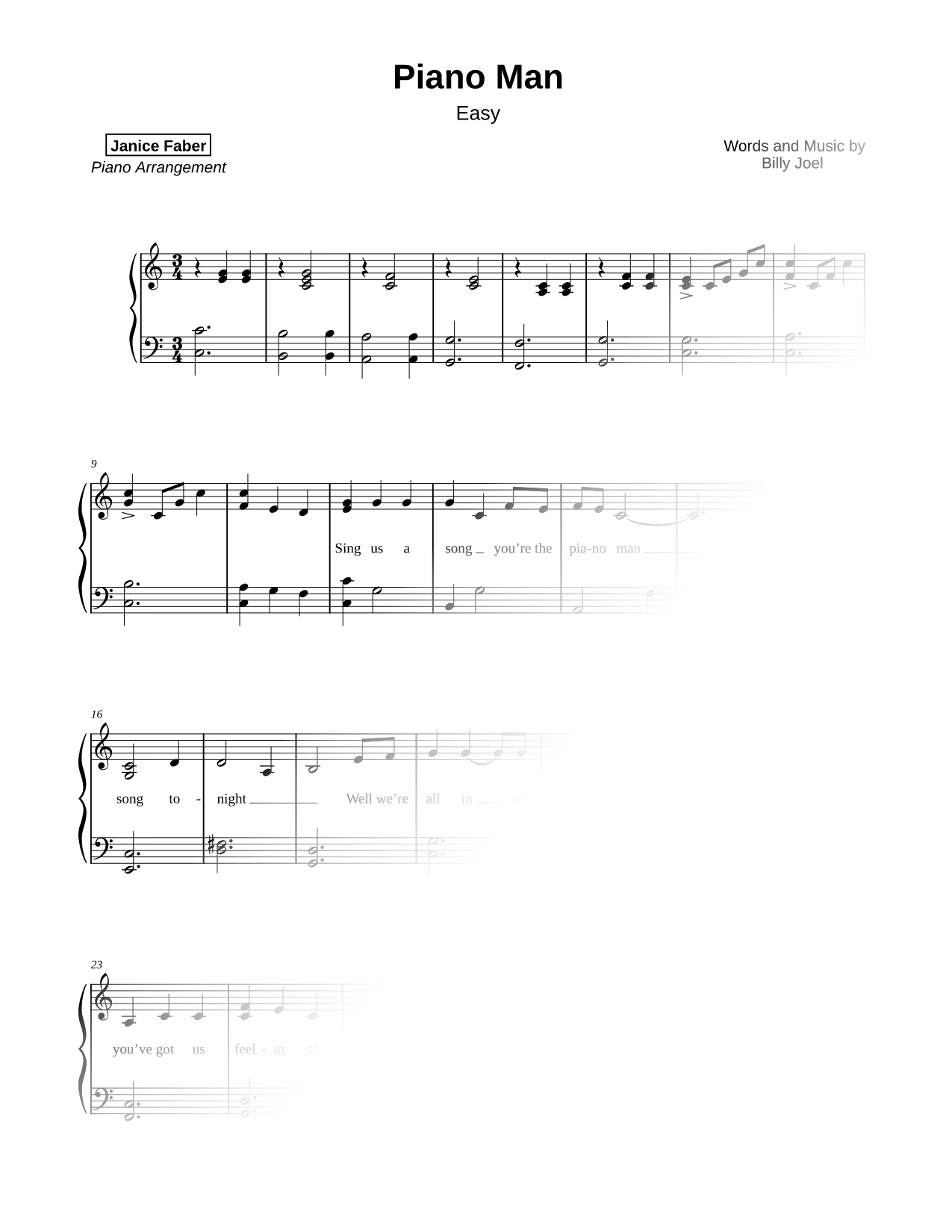 Piano Man [easy]