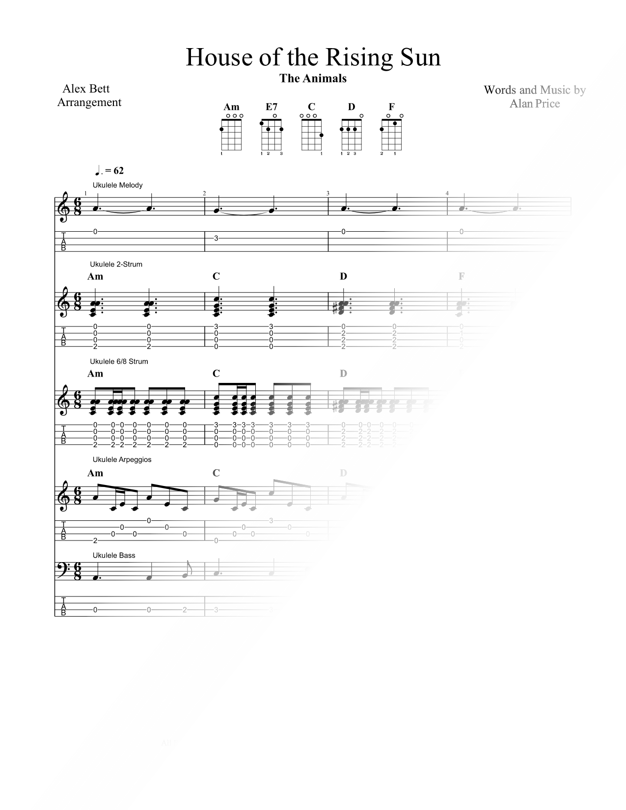 The House of the Rising Sun - Ukulele Quartet