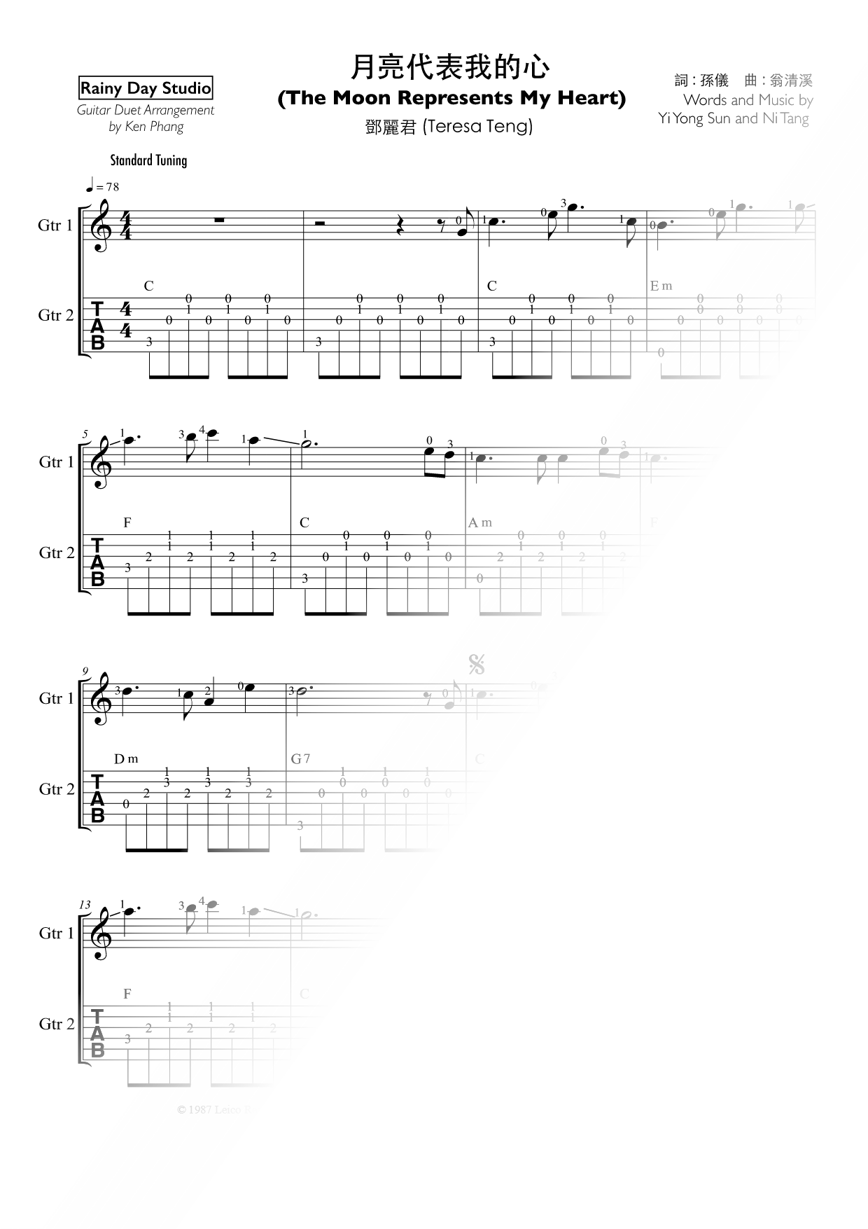 The Moon Represents My Heart - Guitar Duet