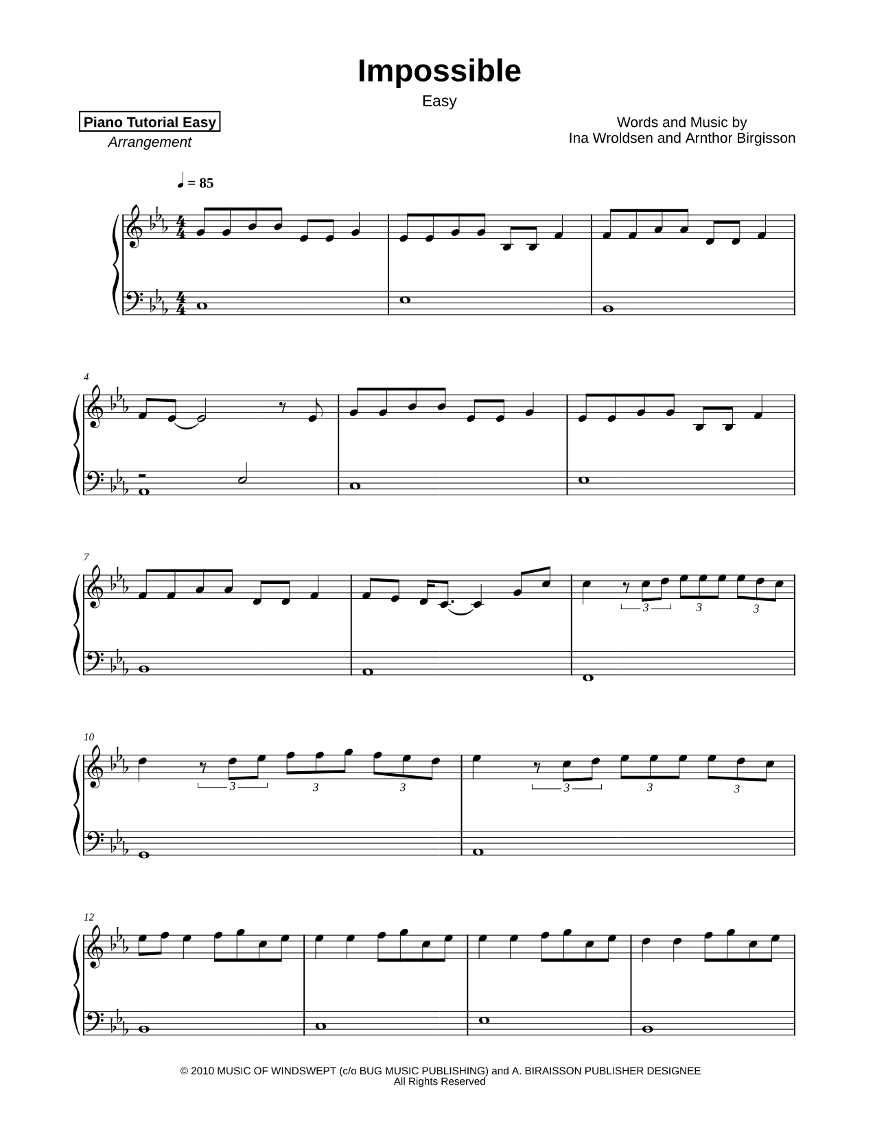 Impossible [easy] Sheet Music — Piano Solo