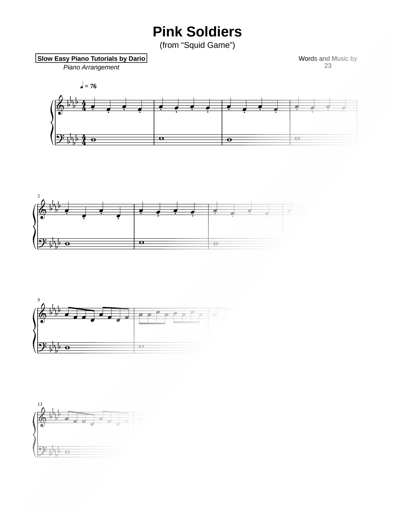 Pink Soldiers [Slow Easy Piano Tutorial]