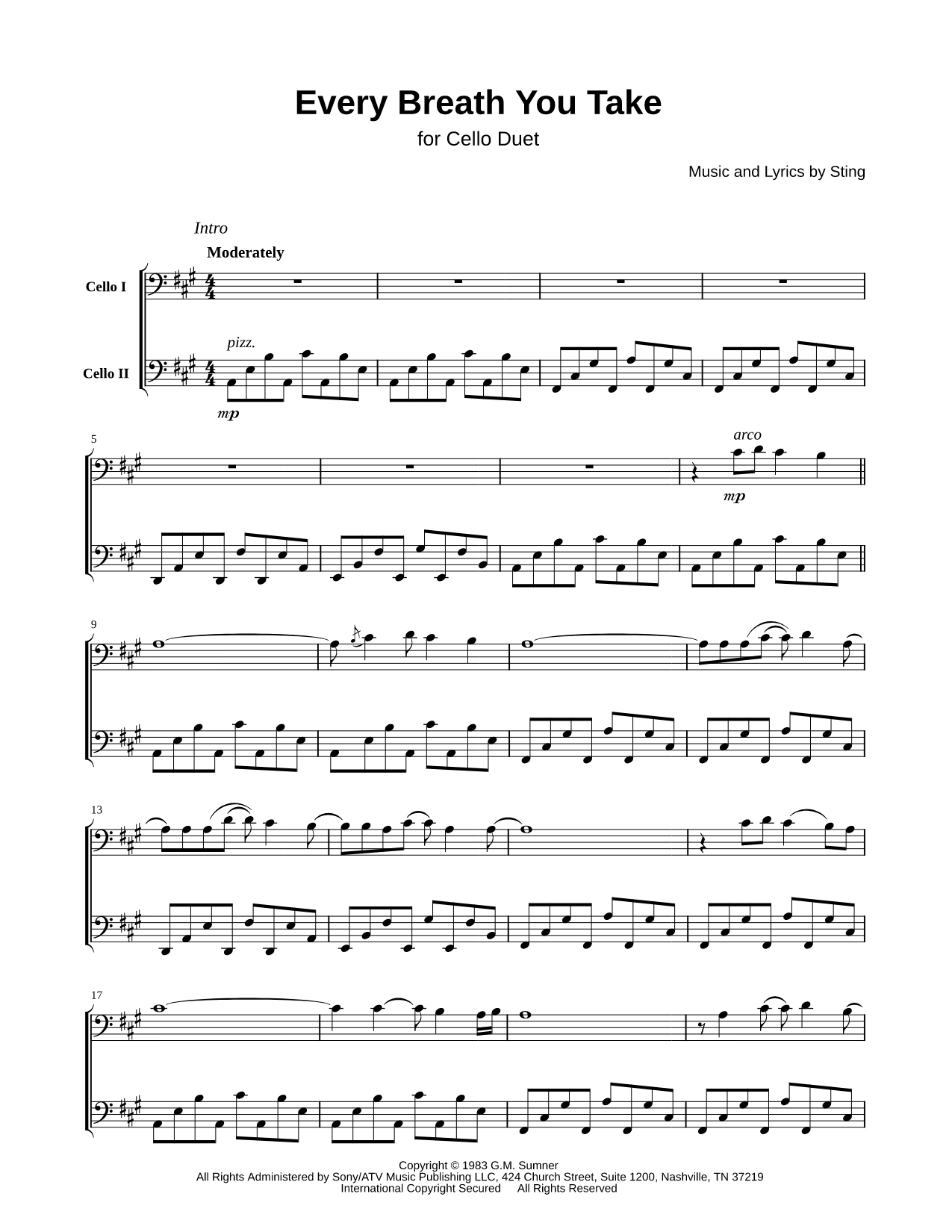 Every Breath You Take - Cello Duet