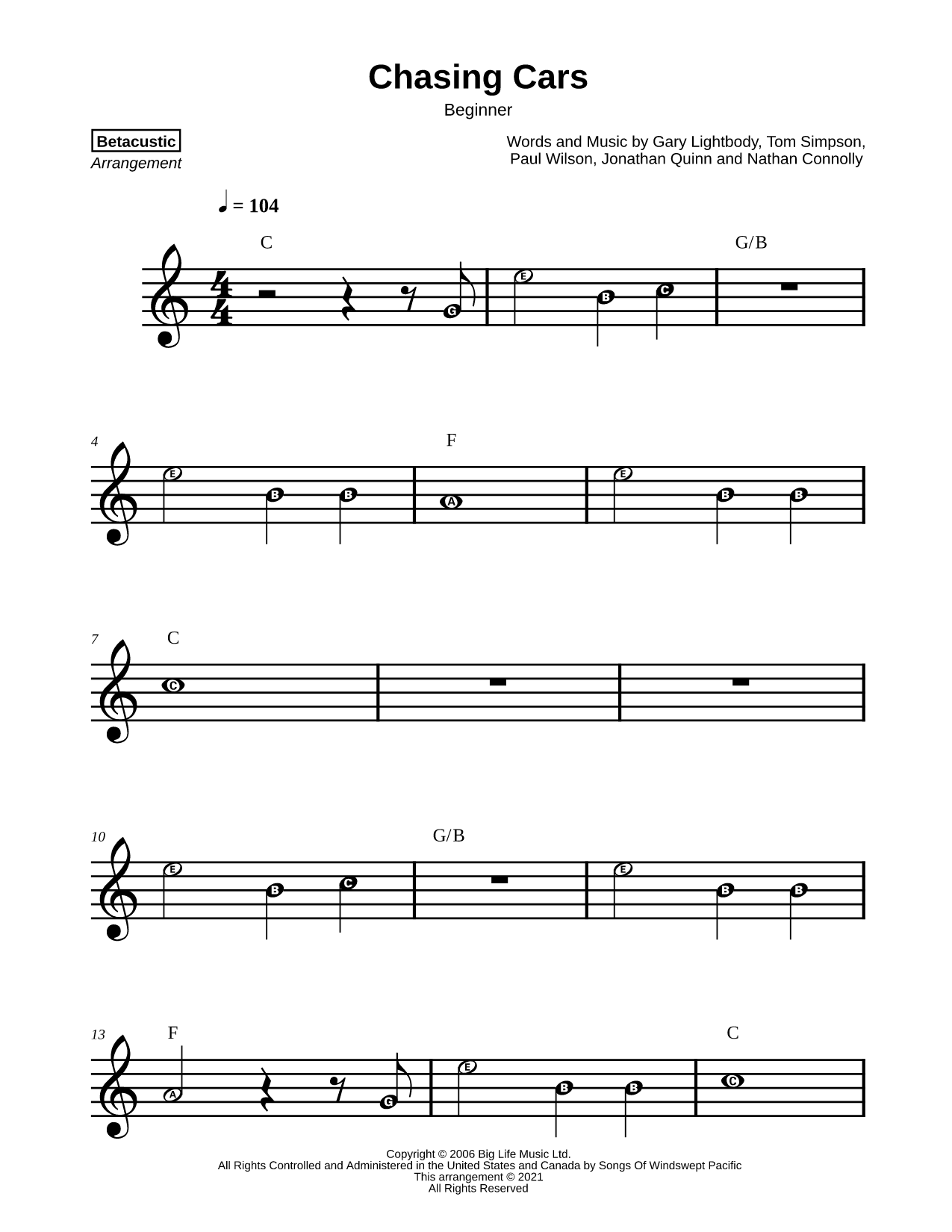 Chasing Cars [beginner]