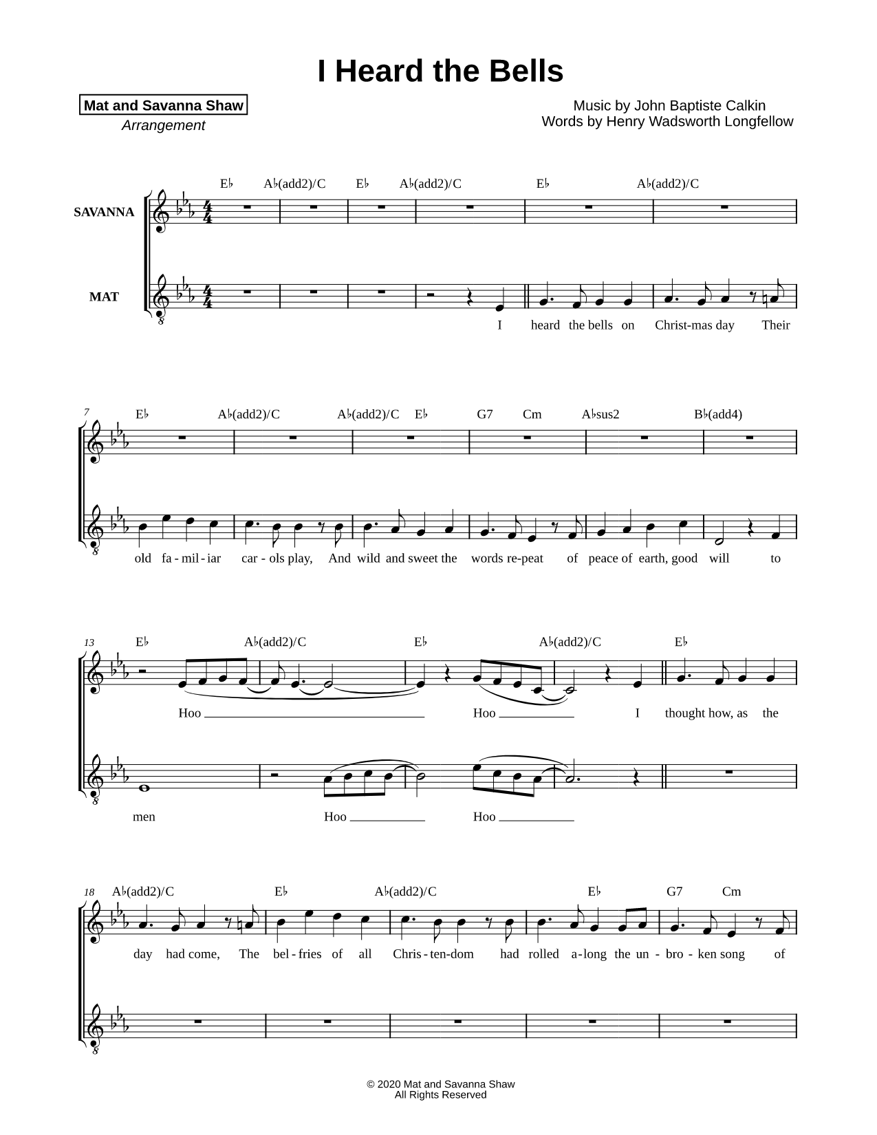 I Heard the Bells on Christmas Day [vocal duet]