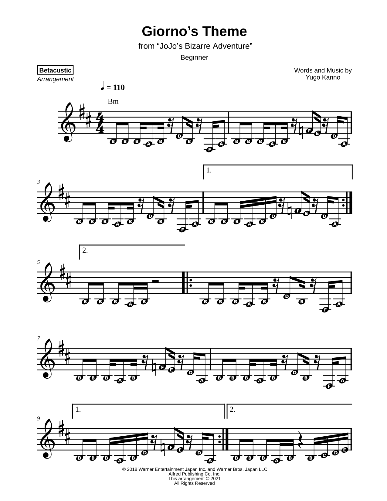 Giorno's Theme [beginner]