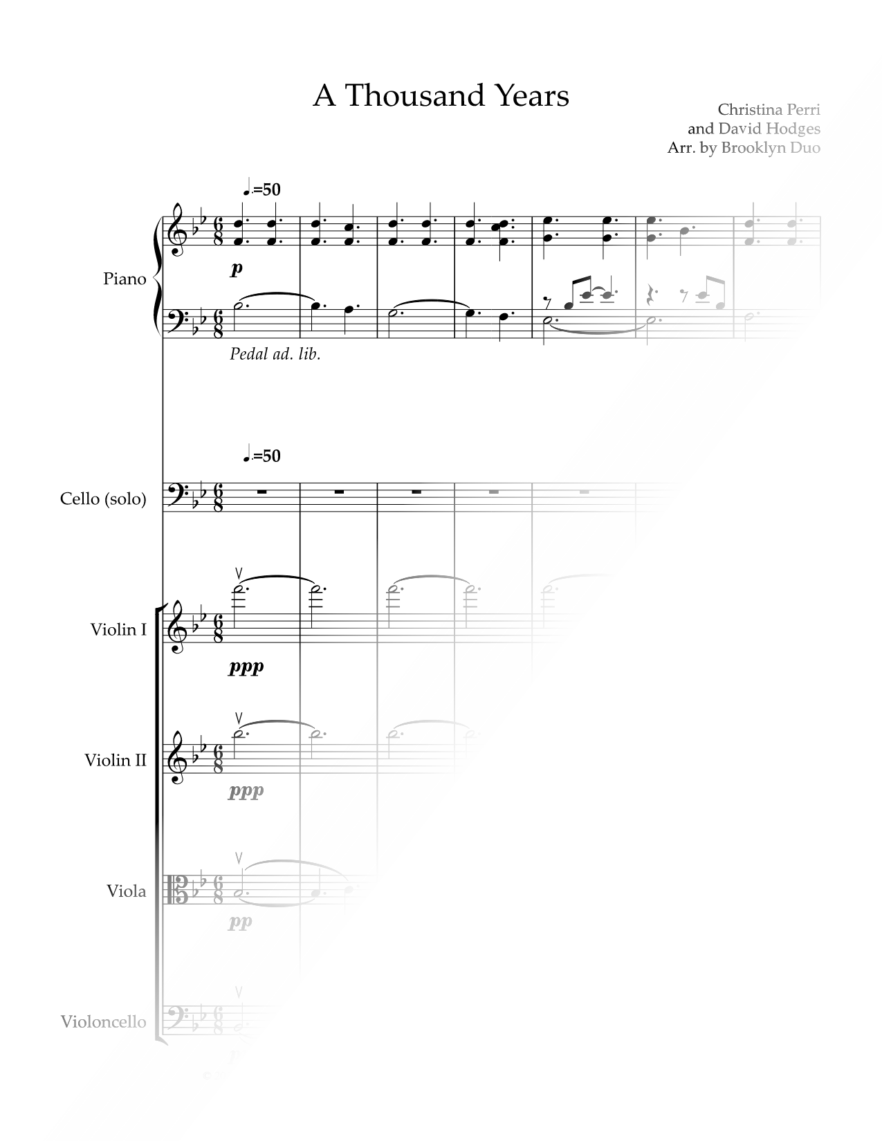 A Thousand Years - String Quintet & Piano