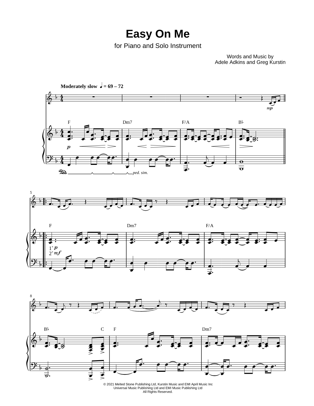 Easy on Me - Piano Accompaniment