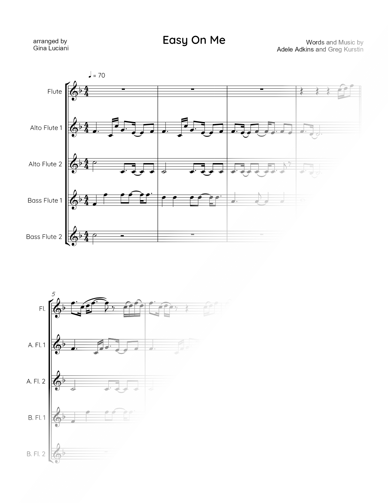 Easy on Me - Mixed Flute Ensemble