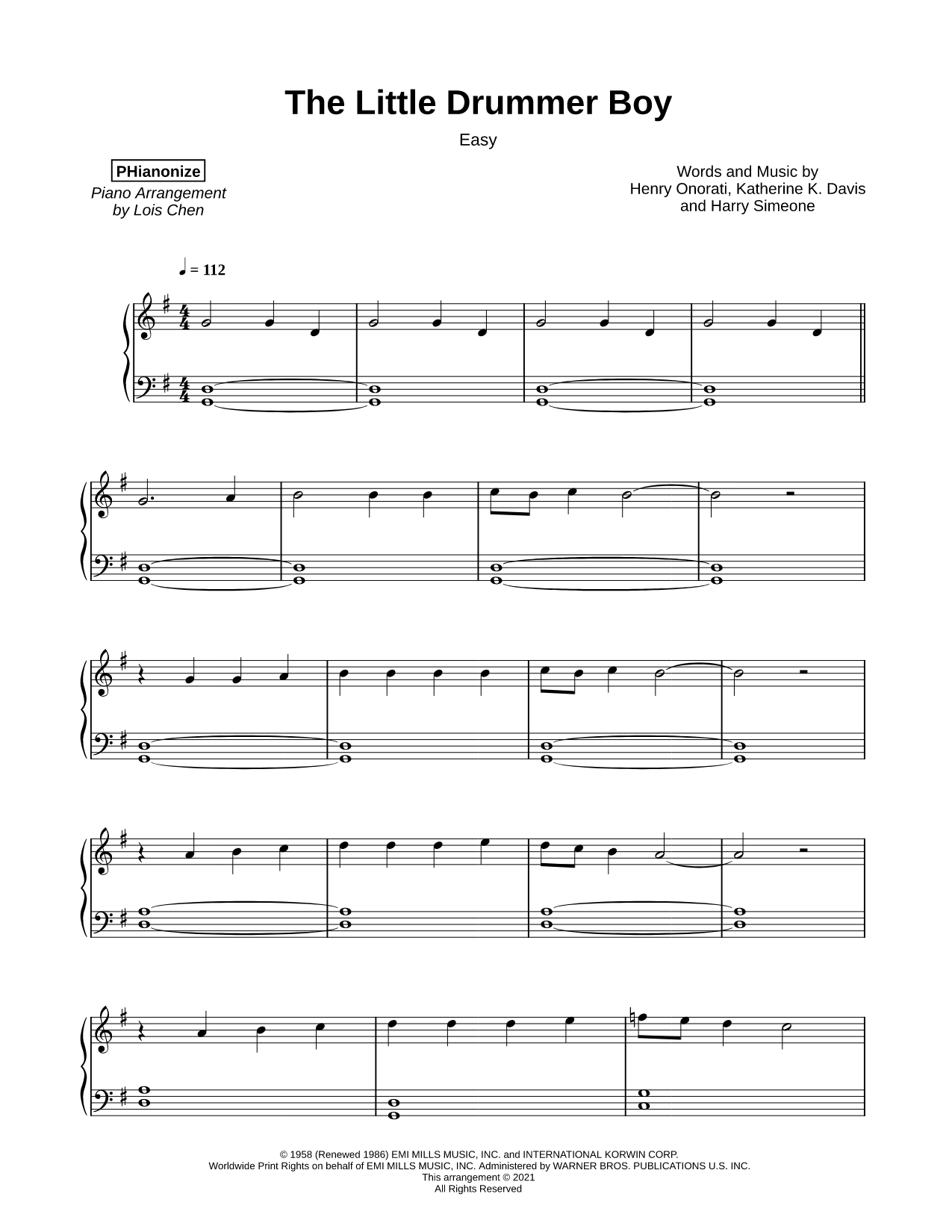 The Little Drummer Boy [easy]