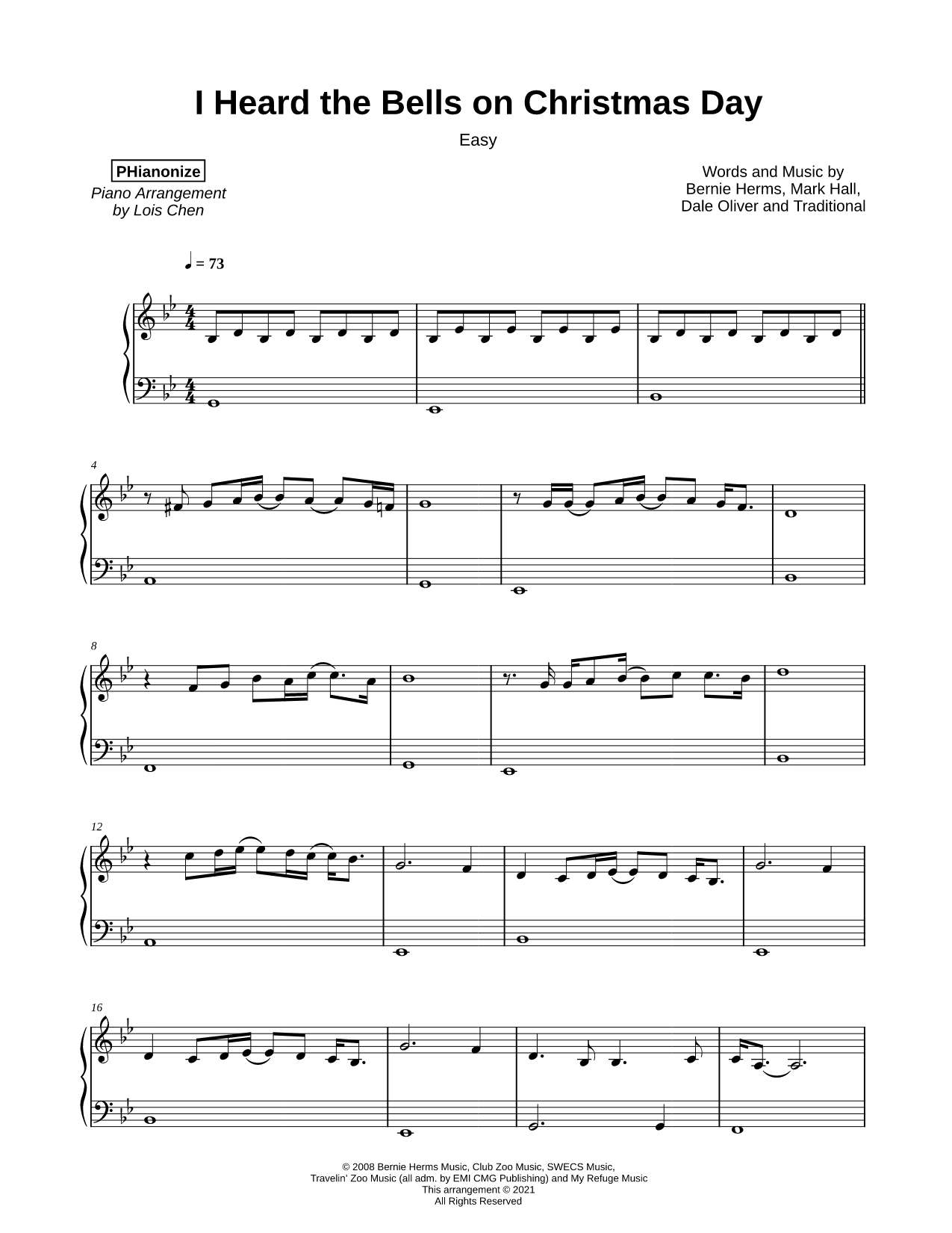 I Heard the Bells on Christmas Day [easy]