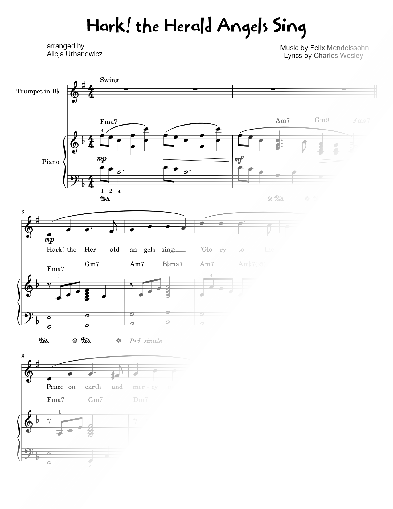Hark! The Herald Angels Sing - Trumpet & Piano