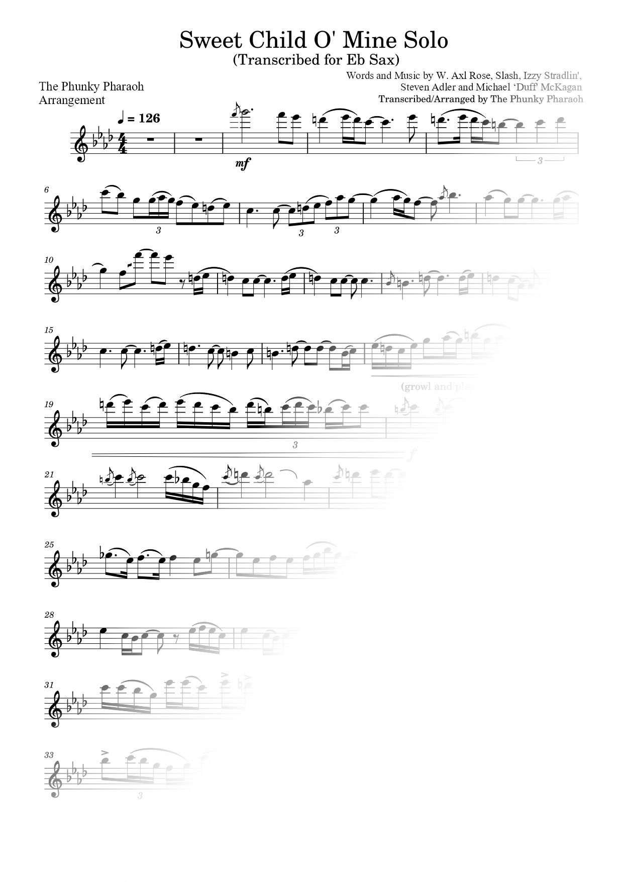 Sweet Child o' Mine [solo transcription]