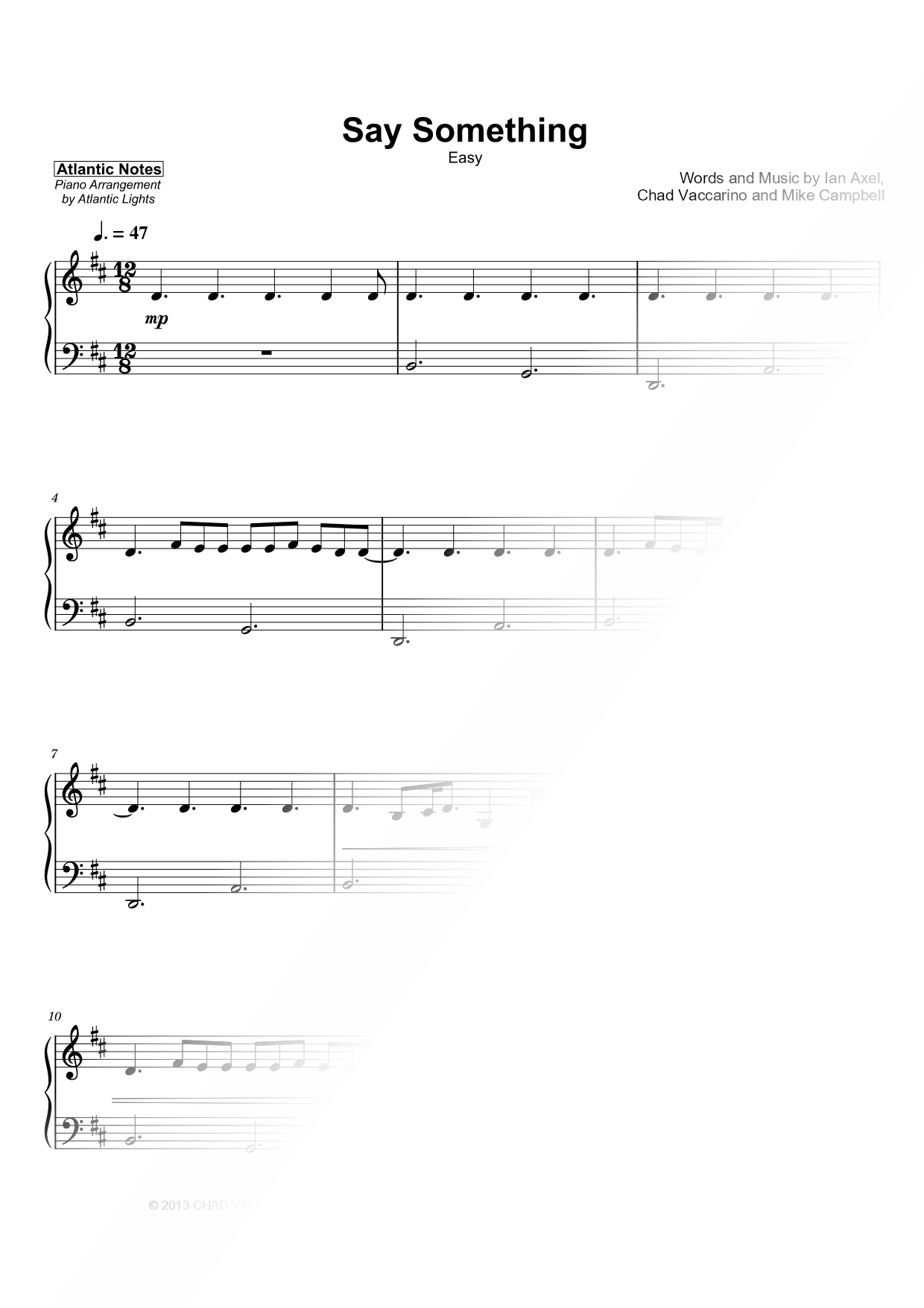 Say Something [easy] Sheet Music — Piano Solo