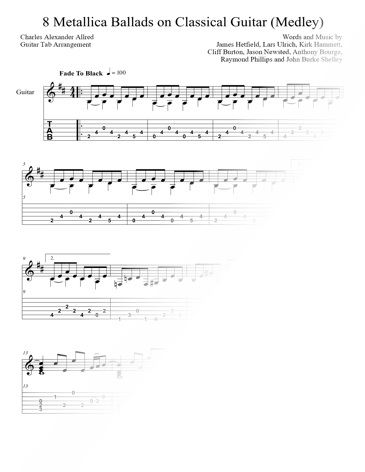 8 Metallica Ballads on Classical Guitar (Medley)